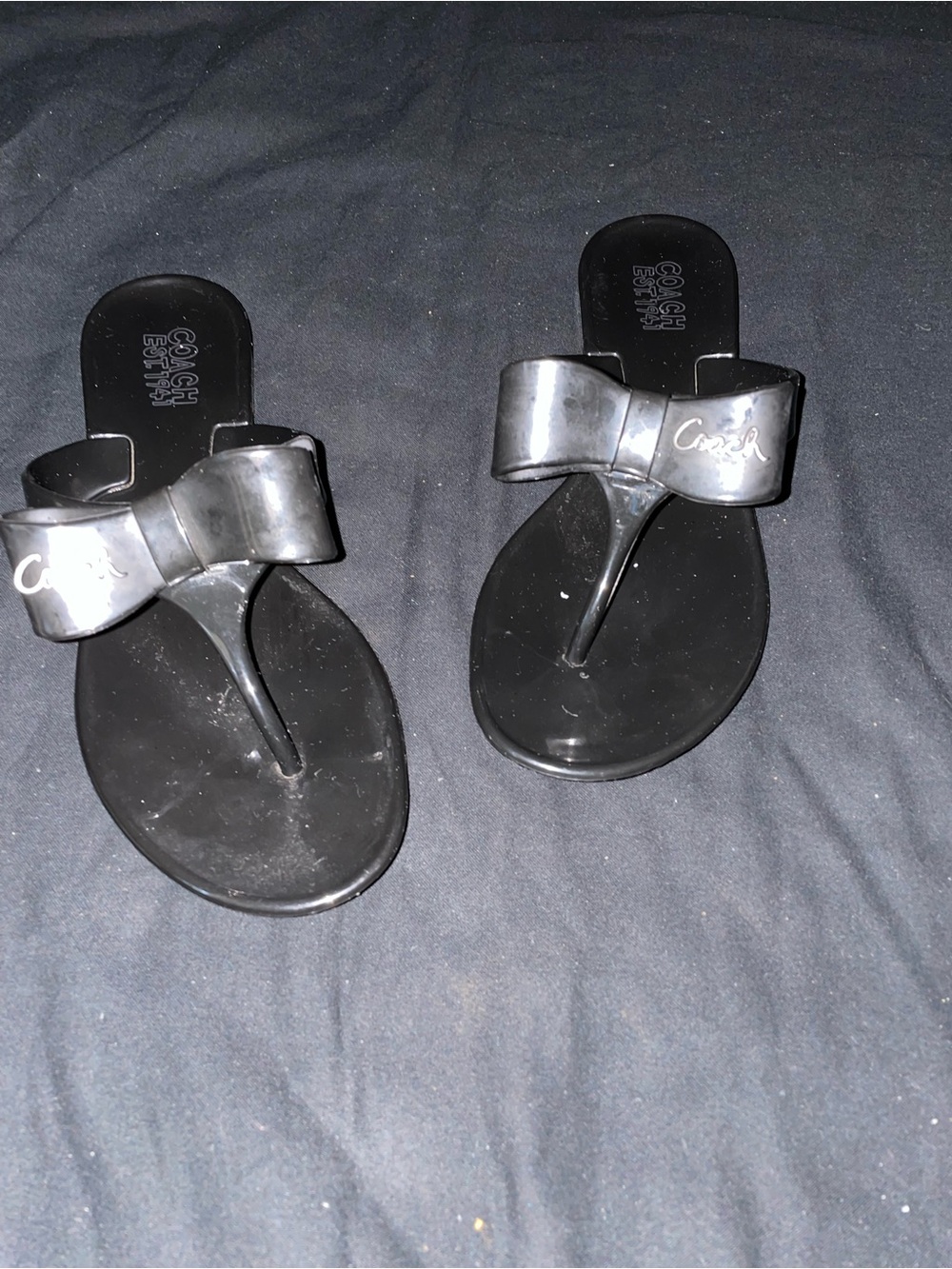 Coach Black Bow Jelly Thong Sandals Size 6
